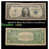 1957B $1 Blue Seal Silver Certificate Grades vf+