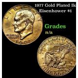 1977 Gold Plated Ike Eisenhower Dollar $1 Grades U