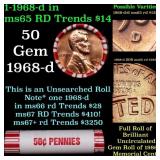 BU Shotgun Lincoln 1c roll, 1968-d 50 pcs Bank Wra