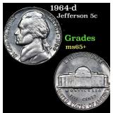 1964-d Jefferson Nickel 5c Grades GEM+ Unc