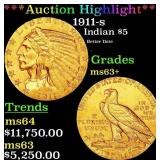 *Highlight* 1911-s Gold Indian Half Eagle $5 Selec