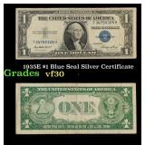 1935E $1 Blue Seal Silver Certificate Grades vf++