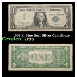 1957 $1 Blue Seal Silver Certificate Grades vf++