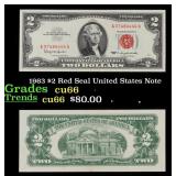 1963 $2 Red Seal United States Note Grades Gem+ CU