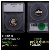 1992-s Proof Jefferson Nickel 5c pr70 dcam SEGS