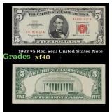 1963 $5 Red Seal United States Note Grades xf