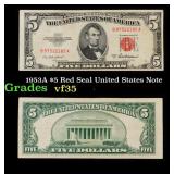 1953A $5 Red Seal United States Note Grades vf++
