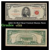 1963 $5 Red Seal United States Note Grades vf++