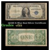 1935E $1 Blue Seal Silver Certificate Grades vf+