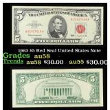 1963 $5 Red Seal United States Note Grades Choice