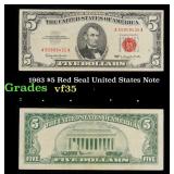 1963 $5 Red Seal United States Note Grades vf++