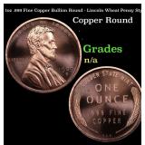 1oz .999 Fine Copper Bullion Round - Lincoln Wheat