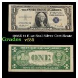 1935E $1 Blue Seal Silver Certificate Grades vf++