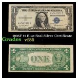 1935F $1 Blue Seal Silver Certificate Grades vf++