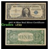 1957 $1 Blue Seal Silver Certificate Grades vf++