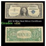 1957 $1 Blue Seal Silver Certificate Grades vf++