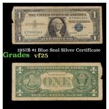 1957B $1 Blue Seal Silver Certificate Grades vf+