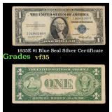 1935E $1 Blue Seal Silver Certificate Grades vf++
