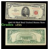 1963 $5 Red Seal United States Note Grades vf++