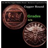 1oz .999 Fine Copper Bullion Round - Marijuana Leg