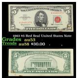 1963 $5 Red Seal United States Note Grades Select