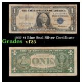 1957 $1 Blue Seal Silver Certificate Grades vf+