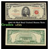 1963 $5 Red Seal United States Note Grades vf++