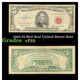 1963 $5 Red Seal United States Note Grades vf++