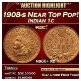 1908-s Indian Cent Near Top Pop! 1c ms66+ rd SEGS