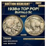 1938-d Buffalo Nickel TOP POP! 5c ms68 SEGS