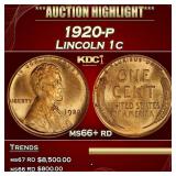 1920-p Lincoln Cent 1c ms66+ rd SEGS
