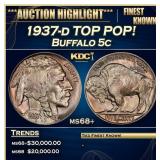 1937-d Buffalo Nickel TOP POP! 5c Grades ms68+ SEG