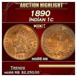 1890 Indian Cent 1c ms66 rb SEGS