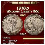 1916-d Walking Liberty Half Dollar 50c ms67 SEGS