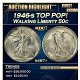 1946-s Walking Liberty Half Dollar TOP POP! 50c ms
