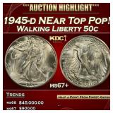 1945-d Walking Liberty Half Dollar NEar Top Pop! 5