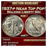 1937-p Walking Liberty Half Dollar Near Top Pop! 5