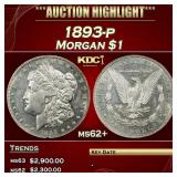 1893-p Morgan Dollar $1 ms62+ USCG