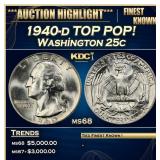 1940-d Washington Quarter TOP POP! 25c ms68 SEGS
