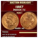 1897 Indian Cent 1c ms66+ rd SEGS
