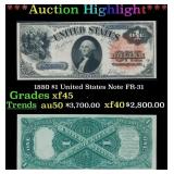 1880 $1 United States Note Grades xf+ FR-31