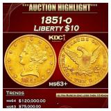 1851-o Gold Liberty Eagle $10 ms63+ USCG