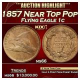 1857 Flying Eagle Cent Near Top Pop! 1c ms66 SEGS
