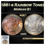 PCGS 1881-s Morgan Dollar Rainbow Toned $1 ms63 PC