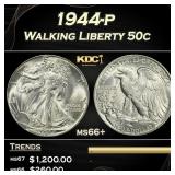 1944-p Walking Liberty Half Dollar 50c Grades ms66