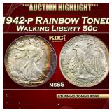 PCGS 1942-p Walking Liberty Half Dollar Rainbow To