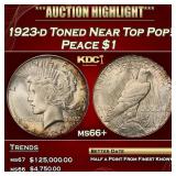 1923-d Peace Dollar Toned Near Top Pop! $1 ms66+ S