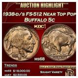 1938-d/s FS-512 Buffalo Nickel Near Top Pop! 5c ms