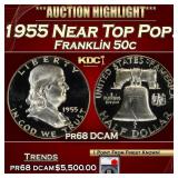 1955 Proof Franklin Half Dollar Near Top Pop! 50c
