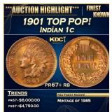 1901 Proof Indian Cent TOP POP! 1c pr67+ rb SEGS